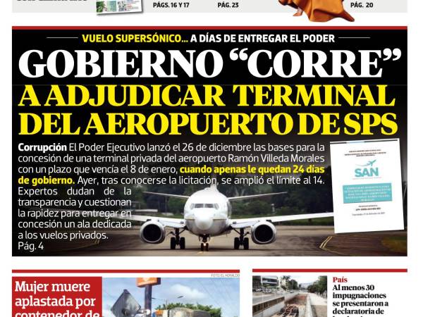 Gobierno corre a adjudicar terminal del aeropuerto de SPS
