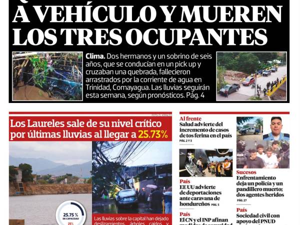 Quebrada arrastra a vehículo y mueren los tres ocupantes