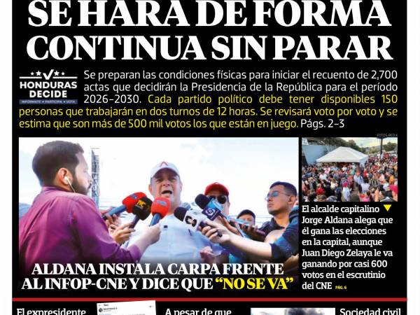 Escrutinio especial se hará de forma continua sin parar