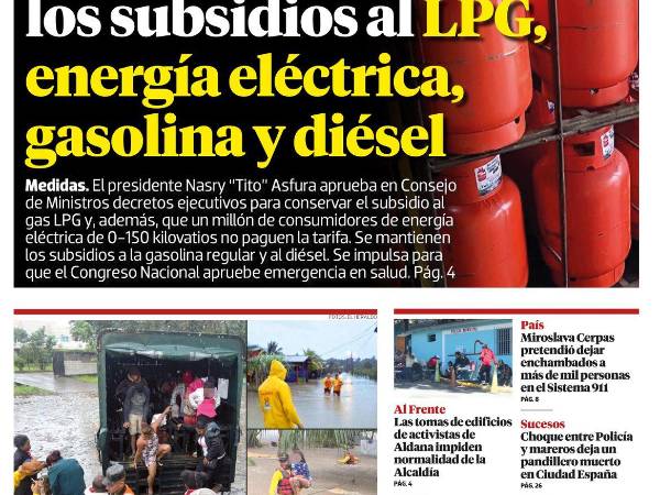 El gobierno mantiene los subsidios al LPG, energía eléctrica, gasolina y diésel