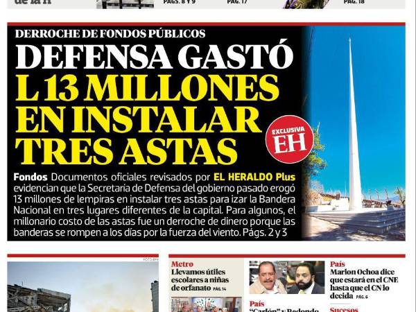 Defensa gastó L13 millones en instalar tres astas