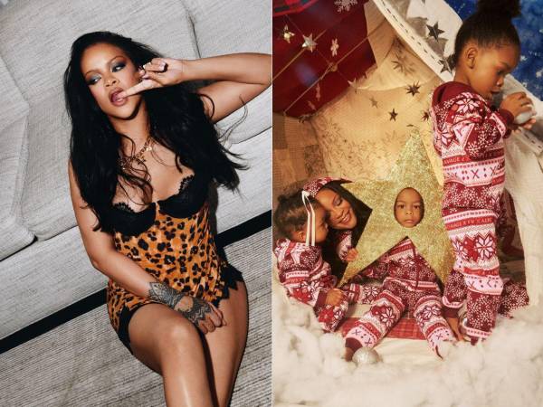 Rihanna ha reunido a sus tres hijos en la campaña navideña de su firma de lencería y ropa de descanso.
