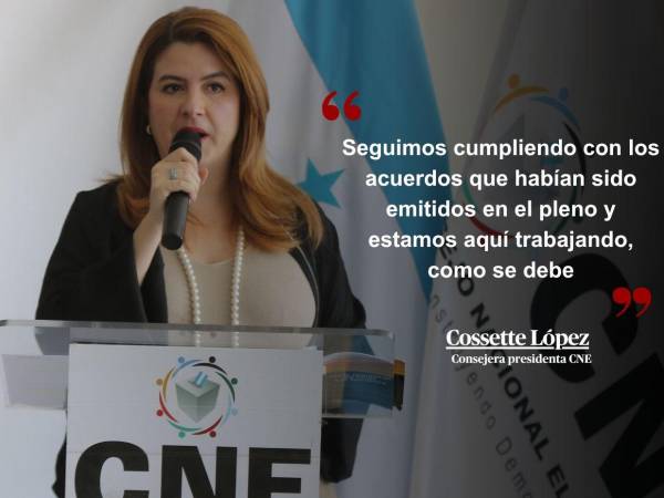 Cossette López, presidenta del Consejo Nacional Electoral, se pronunció tras el anuncio de renuncia de la consejera propietaria Ana Paola Hall, representante del Partido Liberal.