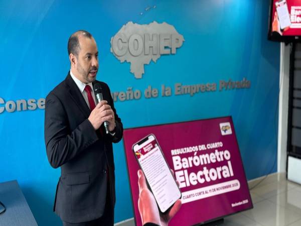 Gustavo Solórzano, asesor legal del Cohep, presentó los resultados del tercer Barómetro Electoral.