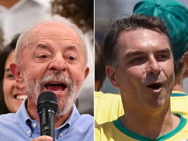 El presidente Lula, aspirante a la reelección, en un mitín en el noreste de Brasil. Flávio Bolsonaro visitó el estado de Río de Janeiro.