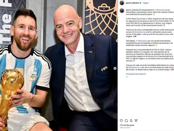 Lionel Messi anunció su retiro y en redes sociales se dieron varios mensajes, uno de ellos de Gianni Infantino, presidente de la FIFA. Esto dijo el máximo jerarca de la FIFA y otros exjugadores.