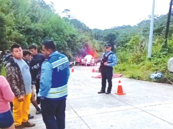 Agentes de la Dirección Nacional de Vialidad y Transporte (DNVT) llegaron hasta el sector del accidente de tránsito.