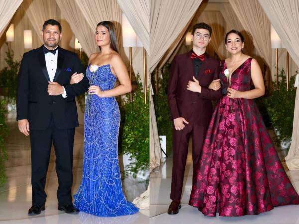 Flores blancas, vegetación exuberante y padres con la mirada fija en lo alto de la escalinata. Así arrancó el desfile de padres e hijos en la Prom Night de la International School of Tegucigalpa.