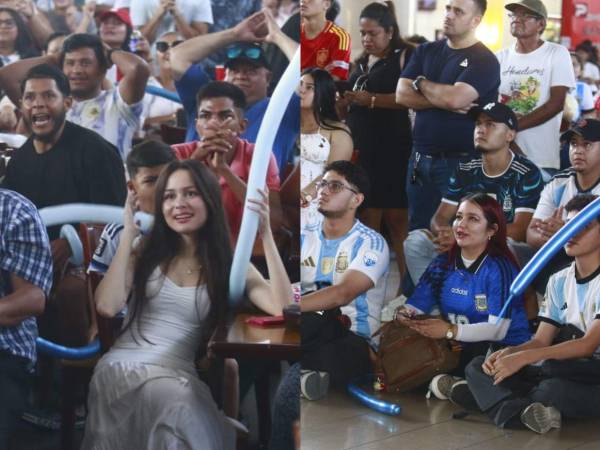 Rostros concentrados, gritos y una tensión total se sintió en el ambiente que vivieron los hondureños que apoyaban a las dos selecciones que hoy disputaron la Copa del Mundo: España y Argentina. Así fueron captados algunos de los aficionados.