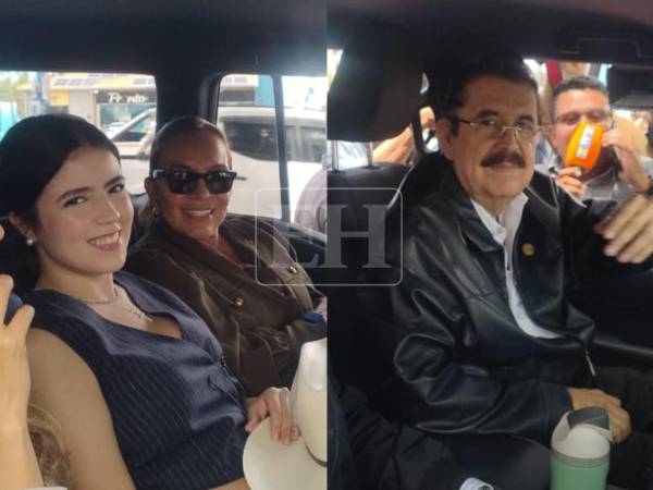 Junto a su esposa, la expresidenta Xiomara Castro; su nieta, Irene Melara Zelaya; y sus hijos Héctor Zelaya y Hortensia Zelaya, mejor conocida como “La Pichu”, el expresidente Manuel Zelaya Rosales llegó al aeropuerto Toncontín, donde abordó un avión con destino a México.