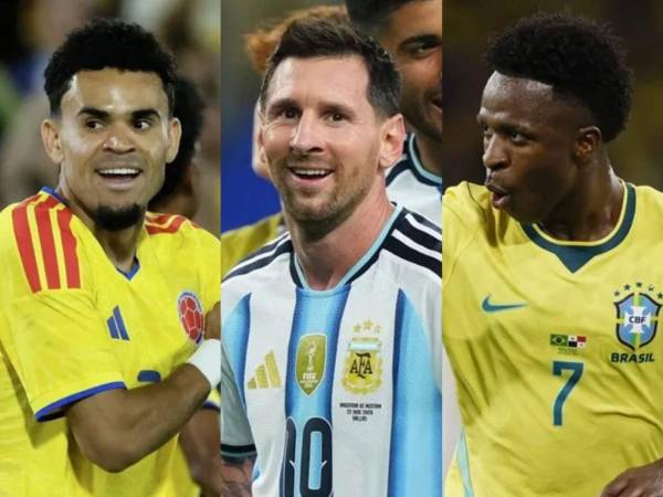 Luis Díaz, Lionel Messi y Vinícius Júnior, las máximas estrellas del continente sudamericano.