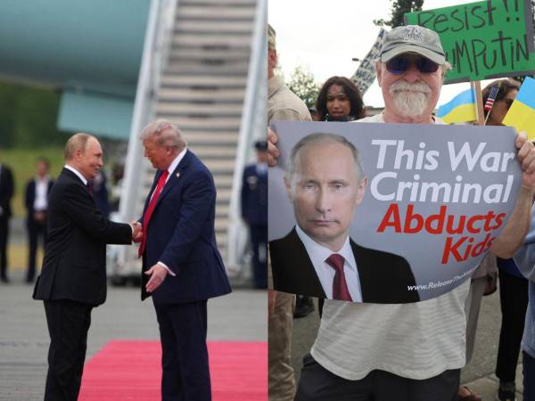 El presidente de Estados Unidos, Donald Trump, recibió de manera emotiva a su homólogo de Rusia, Vladímir Putin, con una alfombra roja, mientras que en las calles una multitud lo esperaba vecinos de Anchorage con mensajes en rechazo al presidente ruso. Así se vivió la jornada.