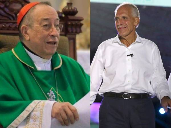 Fotografía del cardenal Óscar Andrés Rodríguez y el presidente electo, Nasry Asfura.