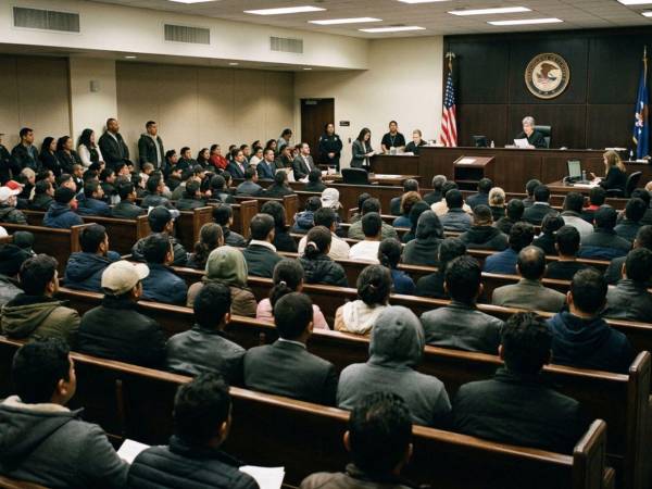 Decenas de personas son convocadas al mismo tiempo para comparecer ante un juez y recibir instrucciones sobre el avance de sus expedientes.