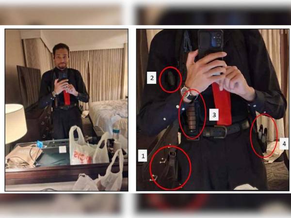 El acusado se tomó un selfi armado ante el espejo de su habitación del hotel minutos antes del atentado.