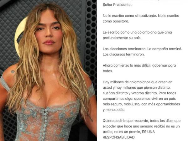 Quiero pedirle que recuerde, todos los días, que el poder que hace una semana recibió no es un trofeo, escribió la artista.