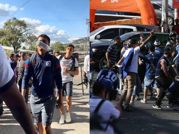 Un video captó el momento exacto en que una botella de vidrio fue lanzada contra jugadores del Club Olimpia Deportivo mientras ingresaban en fila al Estadio Nacional Chelato Uclés, en Tegucigalpa.