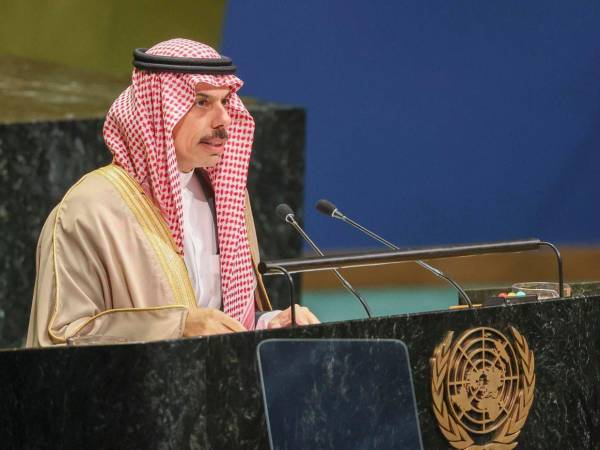 El ministro de Exteriores de Arabia Saudí, Faisal bin Farhan, asistió este sábado ante la 81ª Asamblea General de Naciones Unidas.