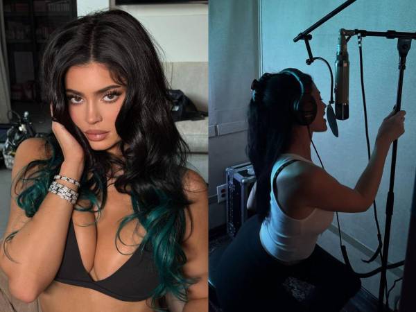 En su cuenta de Instagram, donde tiene 392 millones de seguidores, Jenner publicó imágenes en el estudio de grabación.