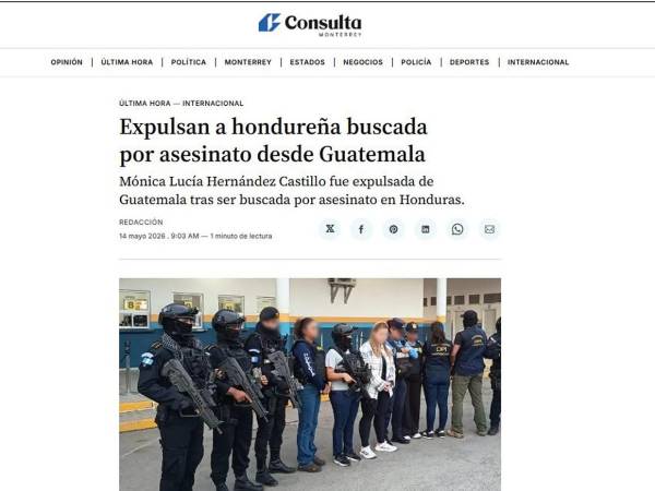 Hija de jefe narco hondureño usaba DPI falso en Guatemala y Expulsan a hondureña buscada por asesinato, son algunos de los titulares que la prensa de Guatemala utilizó para registrar la noticia de la captura de la hija de Arnulfo Valle en el país vecino.