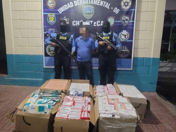 Detienen a sospechoso con fármacos ilegales valorados en más de un millón de lempiras.