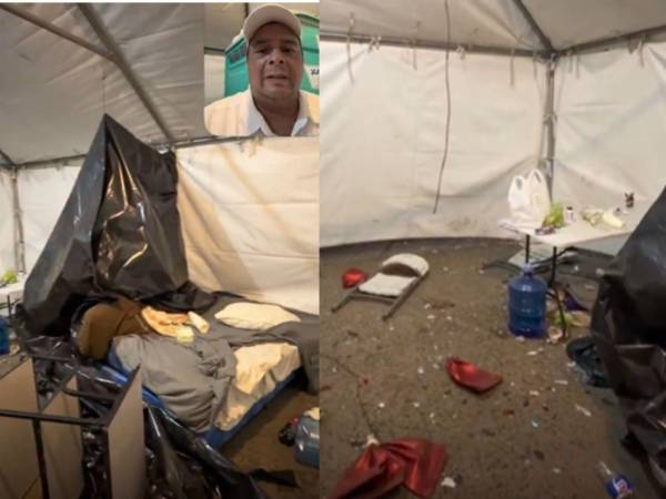 Captura del video difundido por Jorge Aldana en el que muestra los daños en el campamento instalado en defensa del voto, en Tegucigalpa.