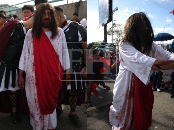 Cientos de católicos participan cada año en la representación del viacrucis, una tradición religiosa que conmemora el camino de Jesús hacia su crucifixión y muerte. Así fue la dramatización en la capital:
