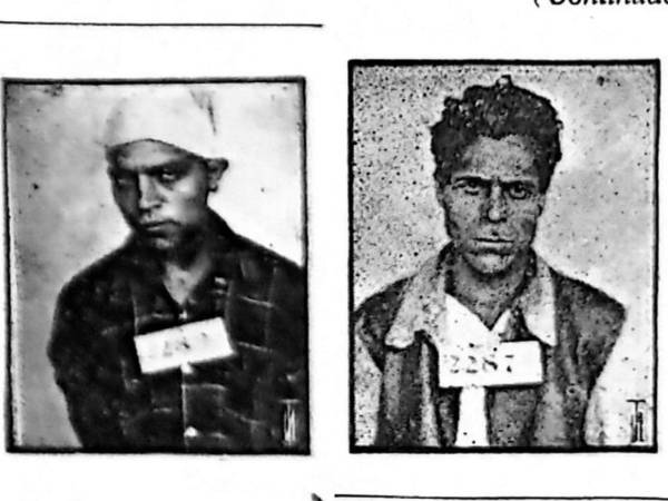 A la derecha, Adrián Salgado Valladares, capturado por ser ratero reincidente, según la Revista de la Policía. A la izquierda, Martín Velásquez Cruz, detenido por un homicidio.