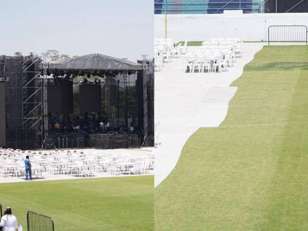 Así luce la grama del Morazán previo al evento al concierto del artista Eddie Herrera por el Día de las Madres organizado por la Municipalidad de San Pedro Sula.