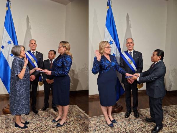 Mireya Agüero (izquierda) fue juramentada como canciller y Zulmi Ortez como ministra de Gobernación.