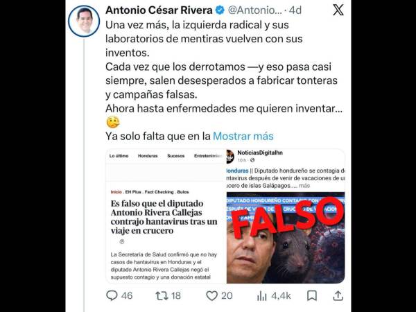Captura de pantalla a una publicación de Antonio Rivera en X/Twitter hecha el 12 de mayo de 2026