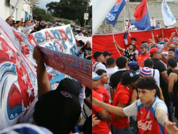 La afición que acompaña al Olimpia sorprendió al equipo previo al partido por la jornada 6 del torneo Clausura contra el Victoria