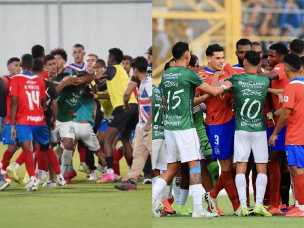 El partido entre Marathón y Olimpia fue muy caliente y no por el clima, los agarrones se dieron durante y al final del partido.
