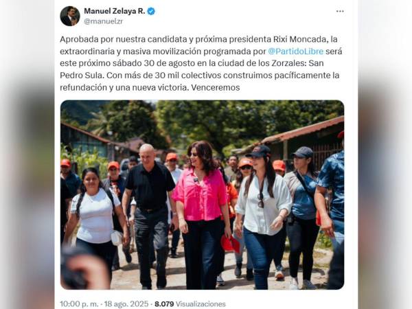 En la noche del pasado lunes 18 de agosto, Zelaya a través de sus redes sociales informó sobre la convocatoria a marchas.