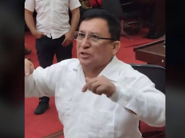 El diputado Bartolo Fuentes llegó minutos después al hemiciclo para defenderse y decir que también él fue agredido.