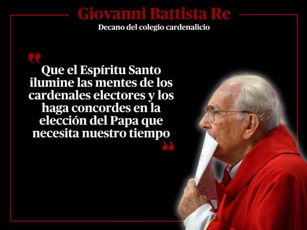 El cardenal Giovanni Battista Re llama a los electores a dejar intereses personales y elegir un papa que despierte la conciencia moral del mundo actual. Estas fueron sus frases más destacadas en la misa Pro eligendo pontífice.