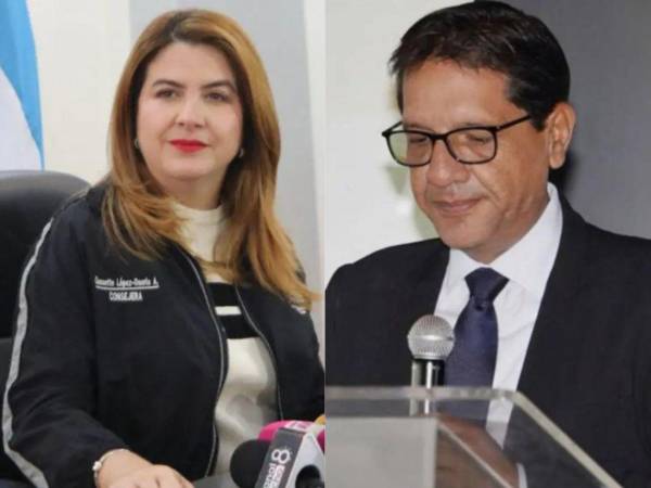 Cossette López, consejera del CNE, y Mario Flores Urrutia, presidente del TJE.