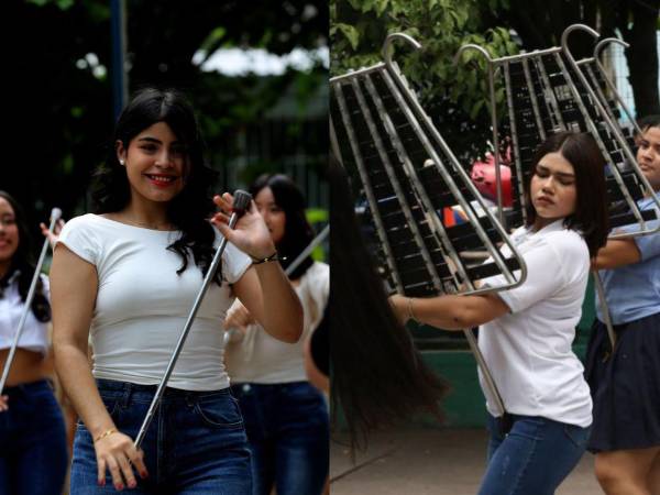 Palillonas y banda de guerra del Instituto España Jesús Milla Selva ensayan desde hace meses para brillar en el desfile del 15 de septiembre.