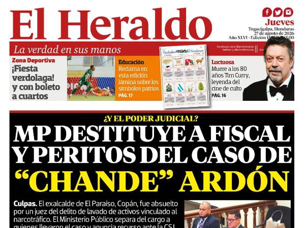 MP DESTITUYE A FISCAL Y PERITOS DEL CASO DE CHANDE ARDÓN