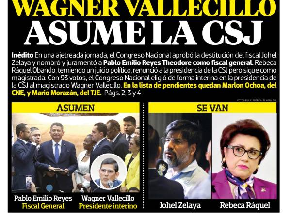 Pablo Emilio Reyes es el nuevo fiscal y Wagner Vallecillo asume la CSJ