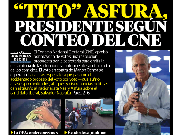 “Tito” Asfura, presidente según conteo del CNE