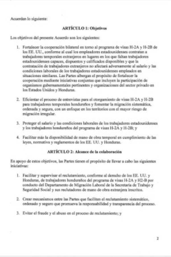 Acuerdo de visas de trabajo H-2A y H-2B protege a los hondureños