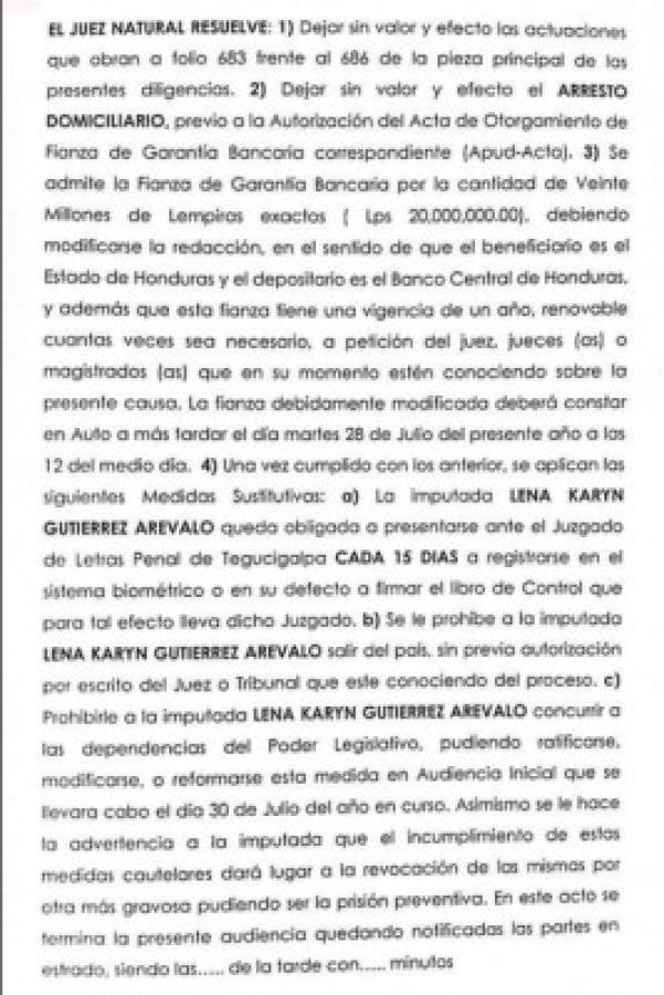 Dictan medidas sustitutivas en el caso de Lena Karyn Gutiérrez