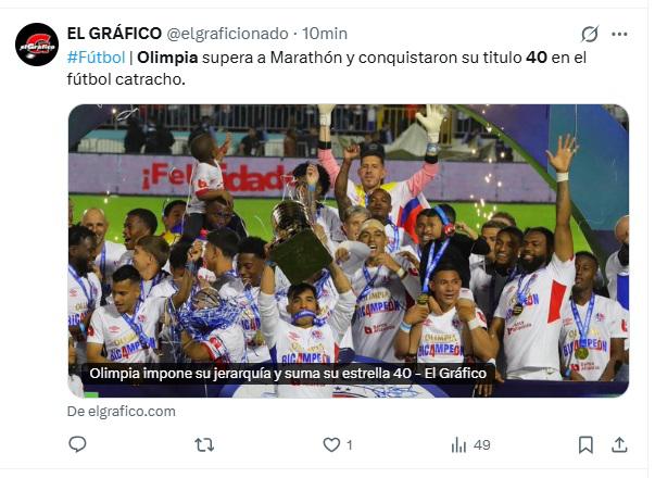 Lo que dicen los medios internacionales sobre título 40 del Olimpia