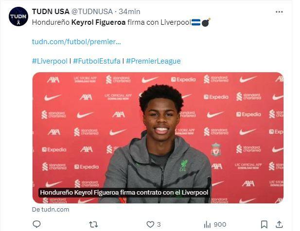 Lo que dicen los medios sobre primer contrato de Keyrol Figueroa con el Liverpool