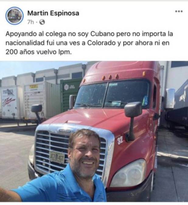 'Volveremos en 110 años': camioneros boicotean a Colorado tras condena a joven cubano