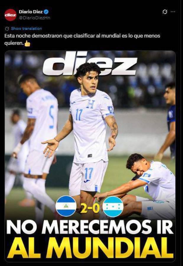 Lo que dicen los medios tras derrota de Honduras ante Nicaragua; señalan el culpable