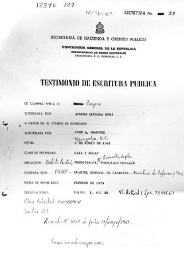 Honduras: En el Instituto de la Propiedad inicia búsqueda de escritura de Casamata