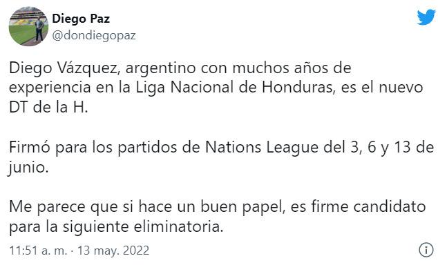 Le desean éxitos: Afición y prensa deportiva reaccionan a la llegada de Diego Vazquez a la H