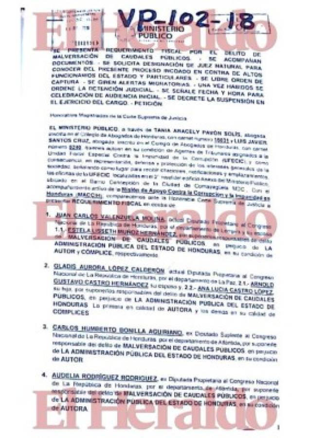 Requerimiento fiscal por caso Arca Abierta